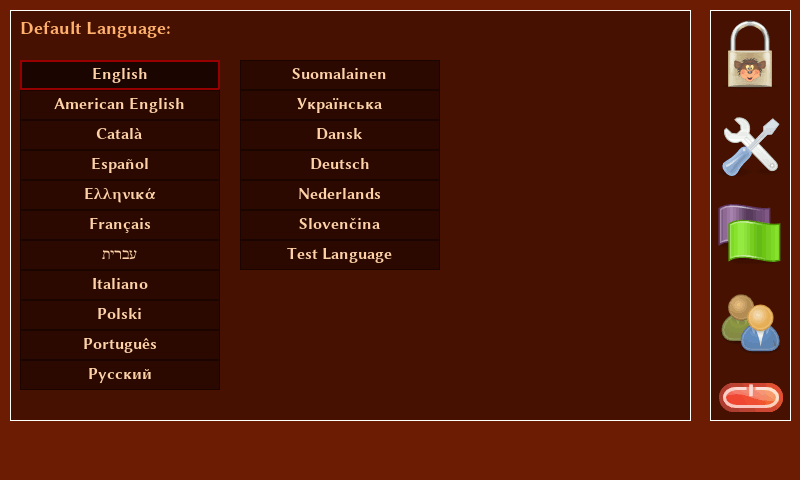 pySioGame - login screen language selection
