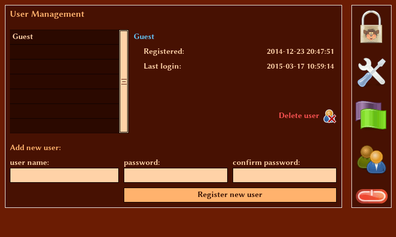 pySioGame - user management screen screen